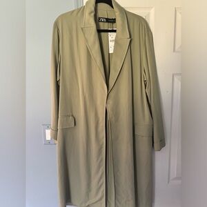 Zara light olive duster jacket - never worn!!
